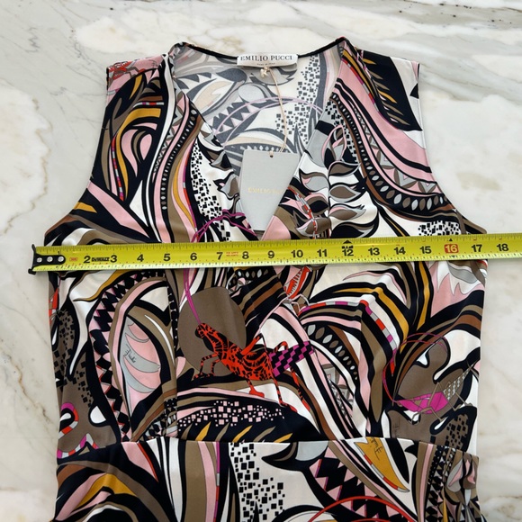 EMILIO PUCCI BROWN PINK GRASSHOPPER DRESS MODEL 61RG52 SIZE IT 44 / US 10 NWTS! - Picture 10 of 16